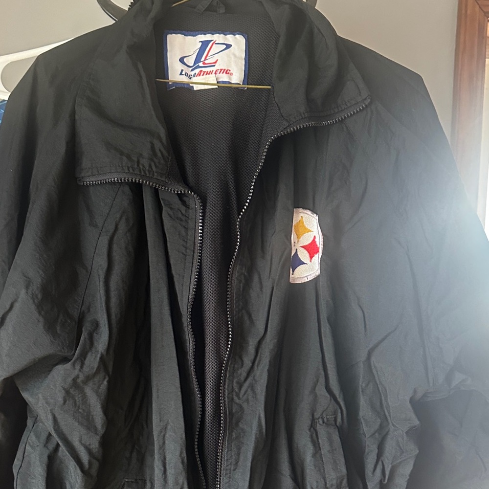 Black Men's Windbreaker Jacket with Team Patch by Logo Athletic